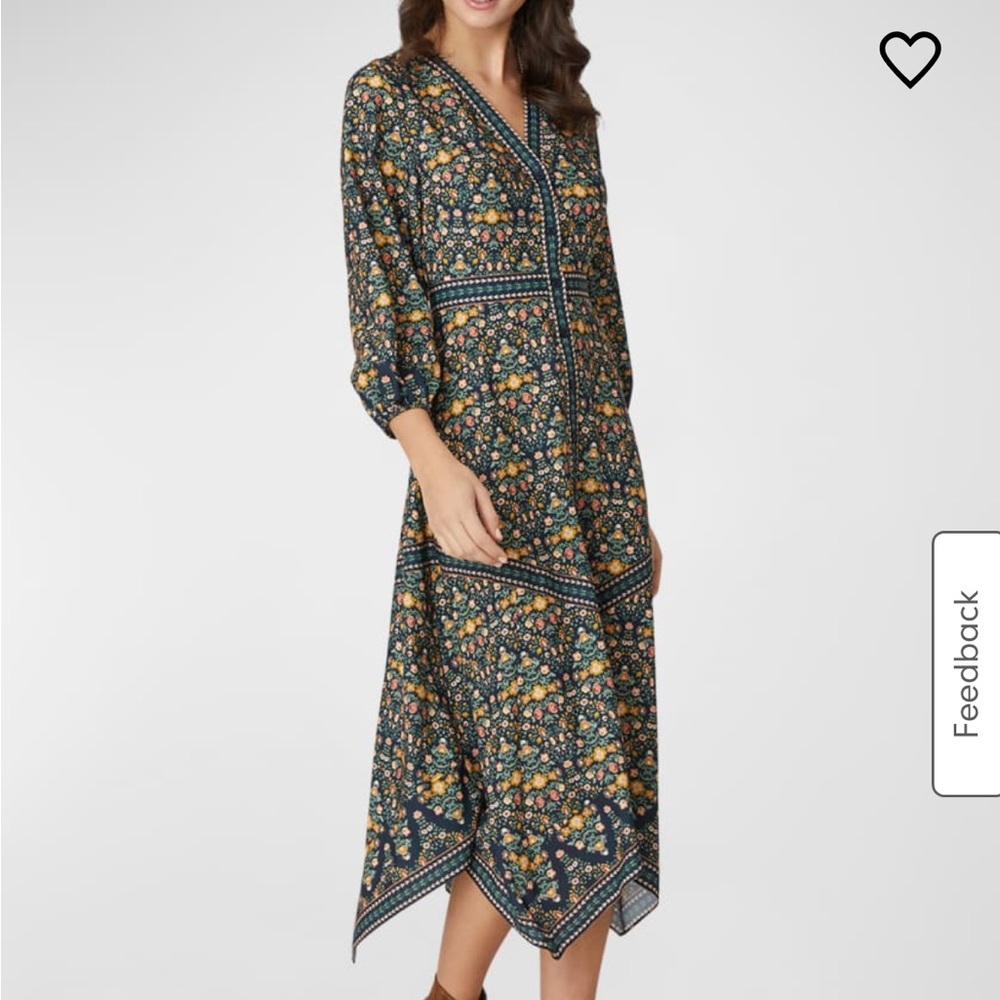 Shoshanna Risa Floral-Print Handkerchief Midi Dress
